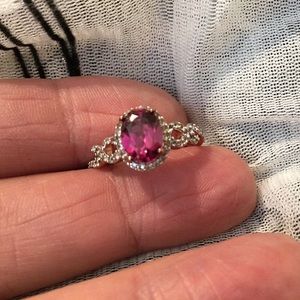 Victoria Wieck Natural Rhodolite & White Topaz Gemstone Ring 7
